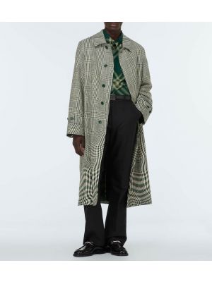 Kostkovaný bavlněný hedvábný kabát Burberry zelený