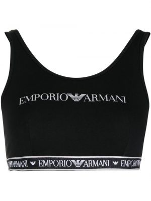 Športni modrček s potiskom Emporio Armani črna
