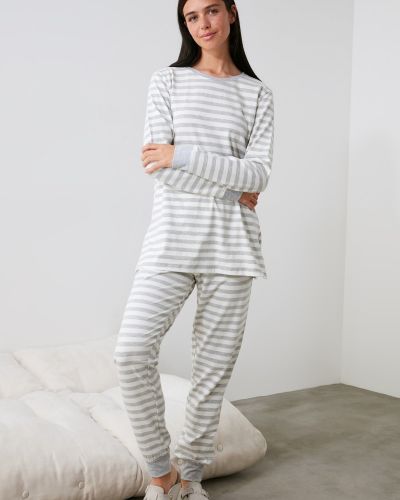 Pijamale cu dungi Trendyol gri