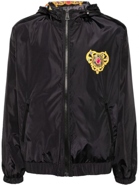 Denim jakna z vzorcem srca Versace Jeans Couture črna