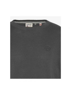 Jersey de algodón de tela jersey de cuello redondo Schott Nyc gris