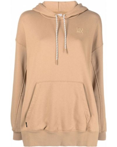 Hoodie med broderi Puma brun