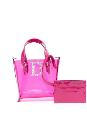 Priehľadná nákupná taška Dsquared2 ružová