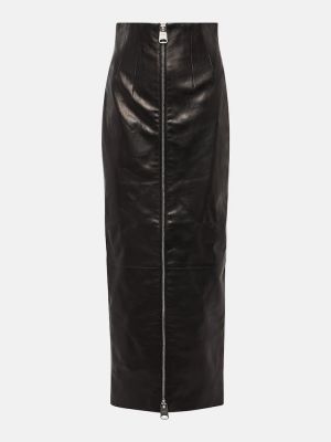 Kožna suknja visoki struk Khaite crna