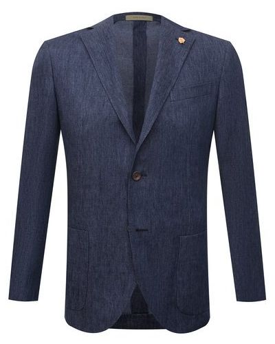 Синий льняной пиджак Corneliani