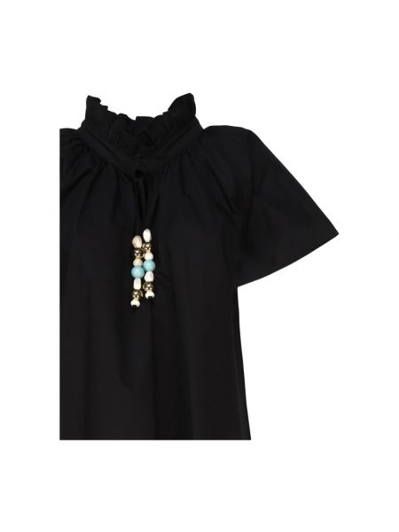 Mini vestido de algodón con escote v Mariuccia Milano negro