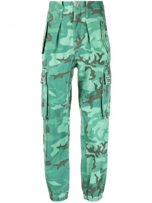 Pantaloni cargo cu imagine cu model camuflaj Pinko verde