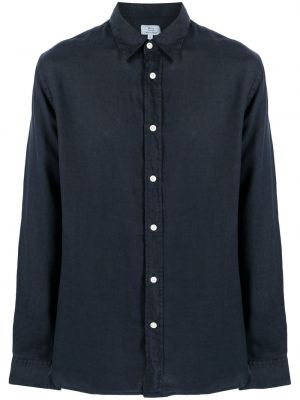 Lanena srajca Woolrich modra