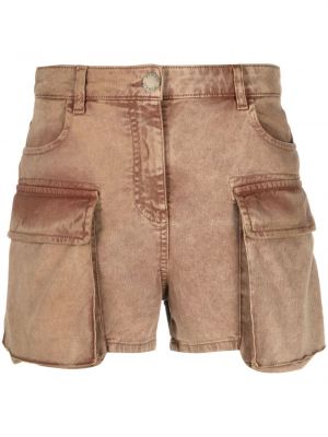 Kratke jeans hlače z vezenjem Pinko rjava