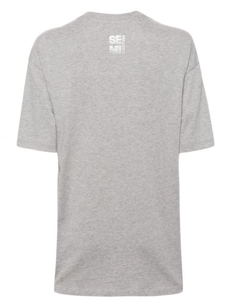 T-shirt aus baumwoll mit v-ausschnitt Semicouture grau