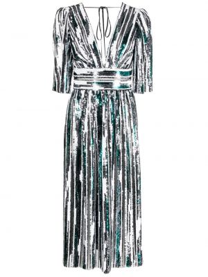 Прозрачна коктейлна рокля с пайети V:pm Atelier бяло