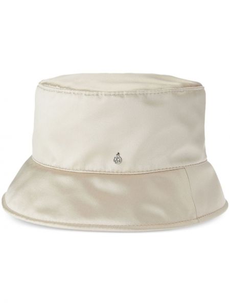 Jedwabny satynowy kapelusz Maison Michel biały