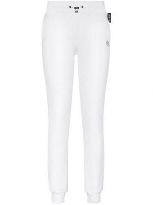 Haftowane spodnie sportowe Plein Sport białe