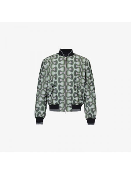 Хлопковый велюровый пиджак с абстрактным узором Dries Van Noten хаки