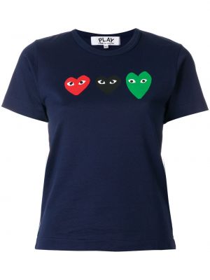 T-krekls ar apdruku ar sirsniņām Comme Des Garçons Play zils