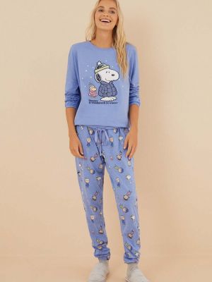 Pijamale din bumbac Women'secret albastru