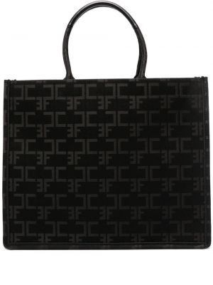Žakárová nákupná taška Elisabetta Franchi čierna