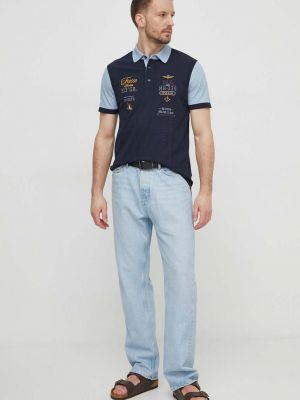 Polo majica s printom Aeronautica Militare plava