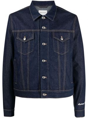 Bavlněná džínová bunda s výšivkou Maison Kitsuné modrá