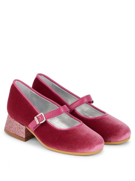 Fløjl mary jane pumps for piger Monnalisa pink