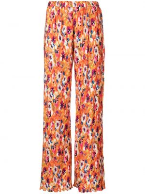 Pantaloni cu model floral cu imagine plisate Msgm portocaliu