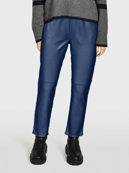 Меланжевые кожаные брюки Oakwood синие