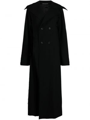 Laza szabású gyapjú kabát Yohji Yamamoto fekete