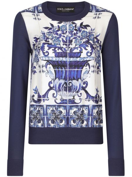 Плетен пуловер с принт Dolce & Gabbana