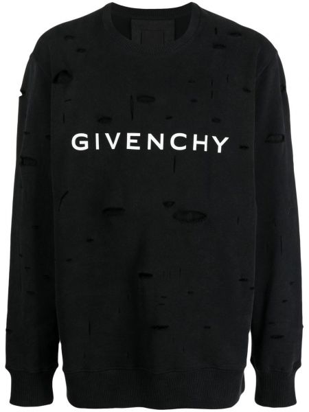 Viseltes hatású melegítő felső nyomtatás Givenchy fekete
