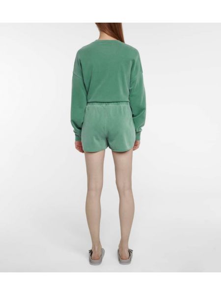 Bombažne žametne kratke hlače iz rebrastega žameta Velvet zelena