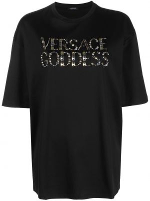 Raštuotas marškinėliai Versace juoda