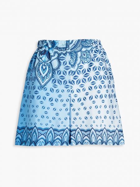 Атласные шорты с принтом Alberta Ferretti синие