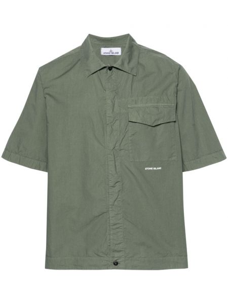 Βαμβακερό πουκάμισο Stone Island πράσινο