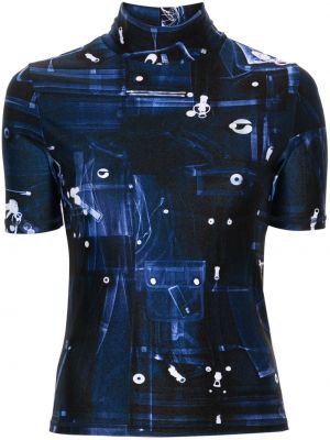 Tričko s potlačou s abstraktným vzorom Coperni modrá