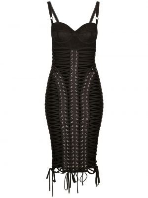 Krajkové šněrovací koktejlové šaty Dolce & Gabbana černé