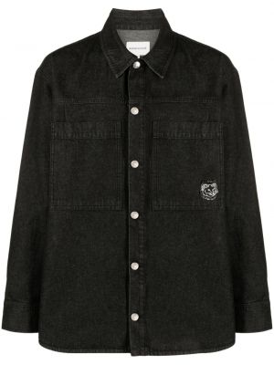 Tigrovaná bavlnená košeľa Maison Kitsuné čierna