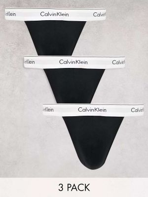Черные стринги из трех штук Calvin Klein