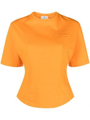 Pamut hímzett póló Etro narancsszínű