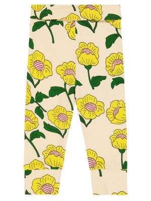 Floral bomull leggings for jenter Mini Rodini gul