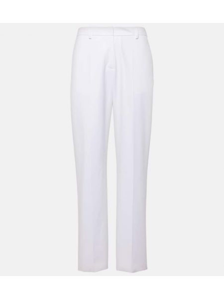 Bavlnené slim fit rovné nohavice s nízkym pásom Valentino biela