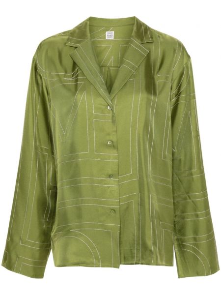 Bluză lungă de mătase Toteme verde