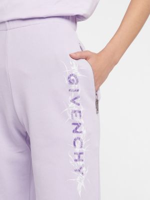 Spodnie sportowe bawełniane z dżerseju Givenchy fioletowe