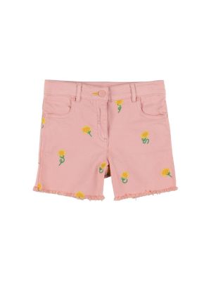 Brodert jeans-shorts for jenter Stella Mccartney Kids rosa