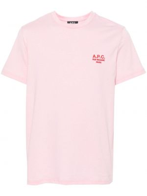 Bombažna majica z vezenjem A.p.c. roza
