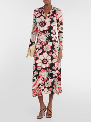 Jersey midi obleka s cvetličnim vzorcem Rixo