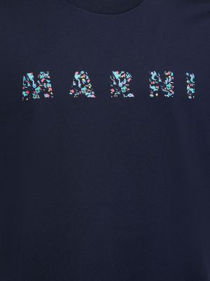 Bombažna majica s cvetličnim vzorcem s potiskom Marni črna