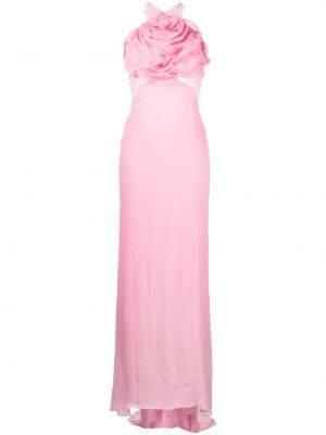Jedwabna sukienka wieczorowa w kwiatki Ermanno Scervino różowa