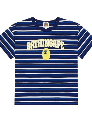 Stribet bomuld t-shirt for drenge Bape Kids blå