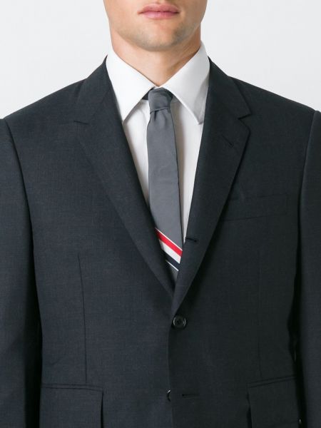 Krawat w paski Thom Browne szary