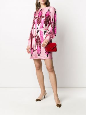 Mini vestido con plumas Valentino rosa